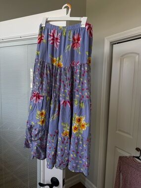 Coldwater Creek Lavender Floral Tiered Maxi Skirt